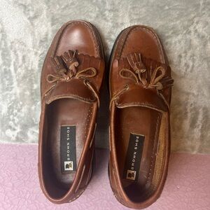 Sundance Tan Leather Loafers with Tassels